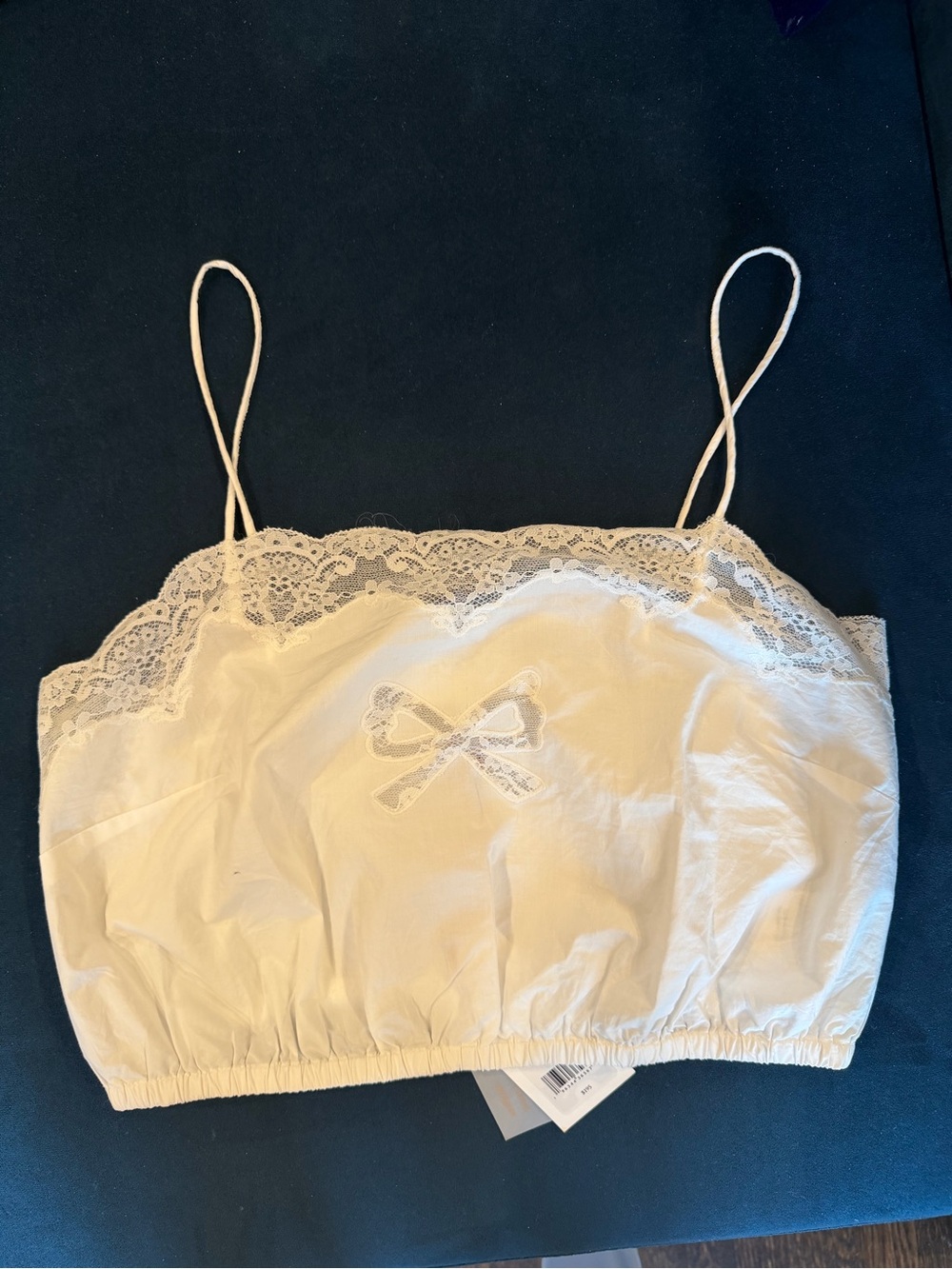 LoveShackFancy Aliaya Lace-Trim Crop Cami in White